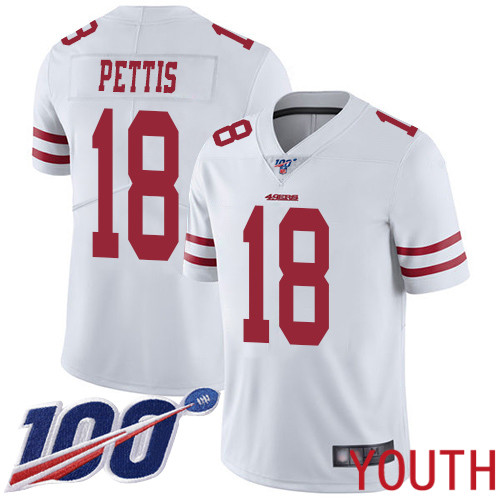 San Francisco 49ers Limited White Youth Dante Pettis Road NFL Jersey #18 100th Season Vapor Untouchable